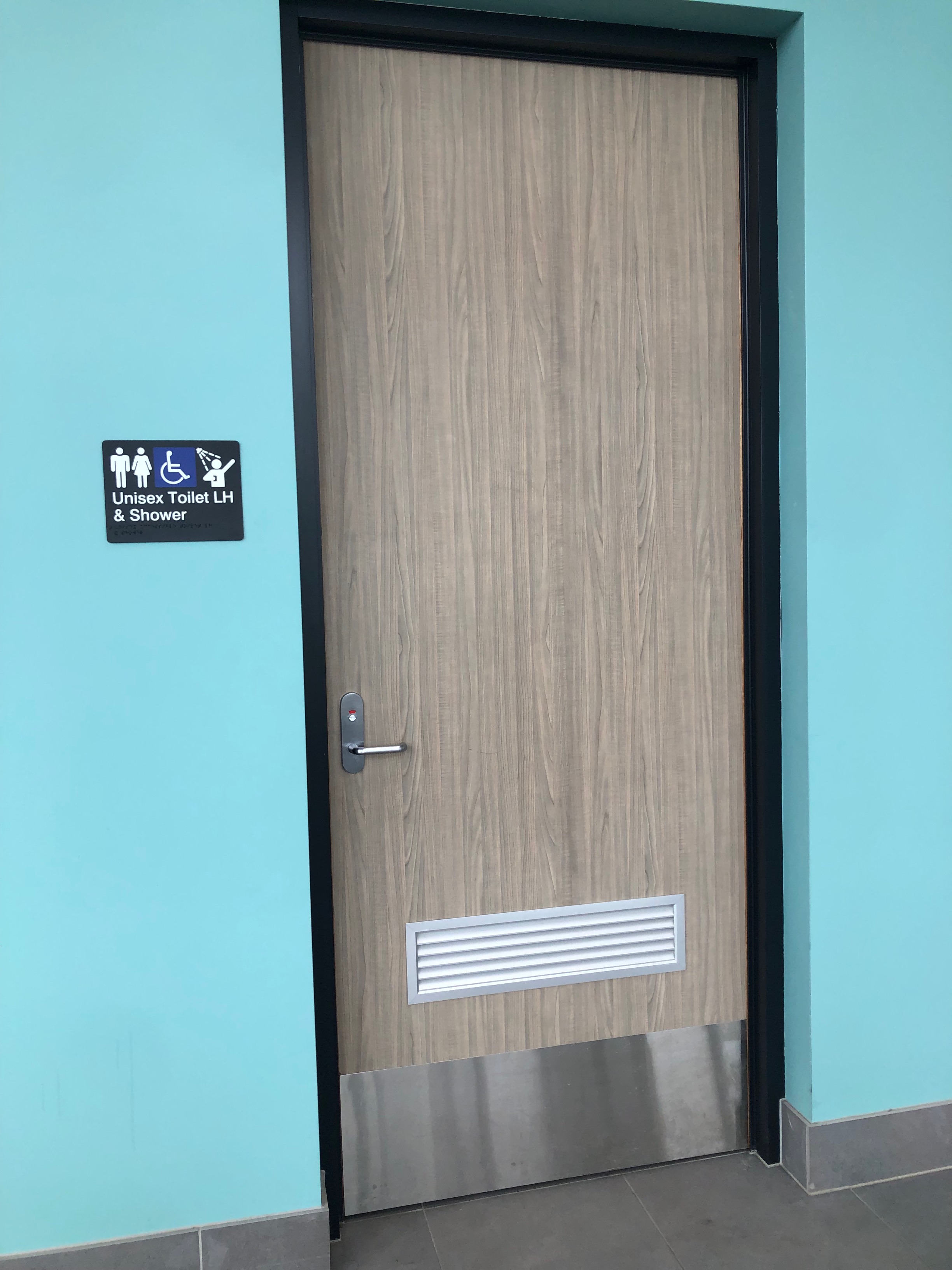 Accessible, unisex toilet, shower and changeroom located next to the entrance foyer