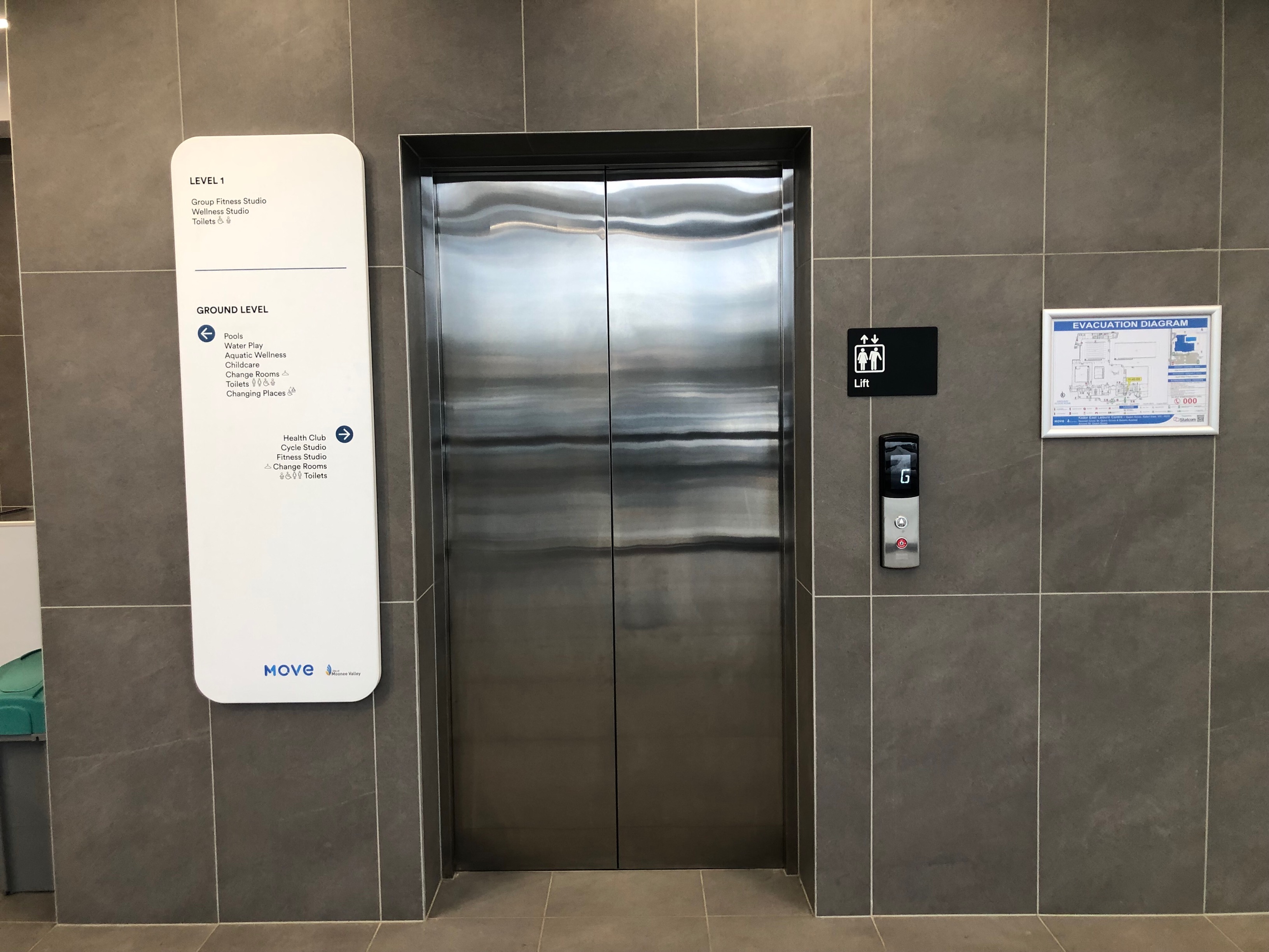 Image of the wheelchair accessible elevator, located near the entrance foyer